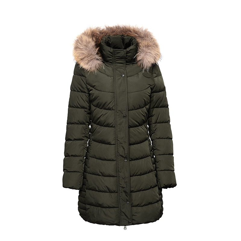 ladies warm coat with detachable hood and nature fur / down jacket