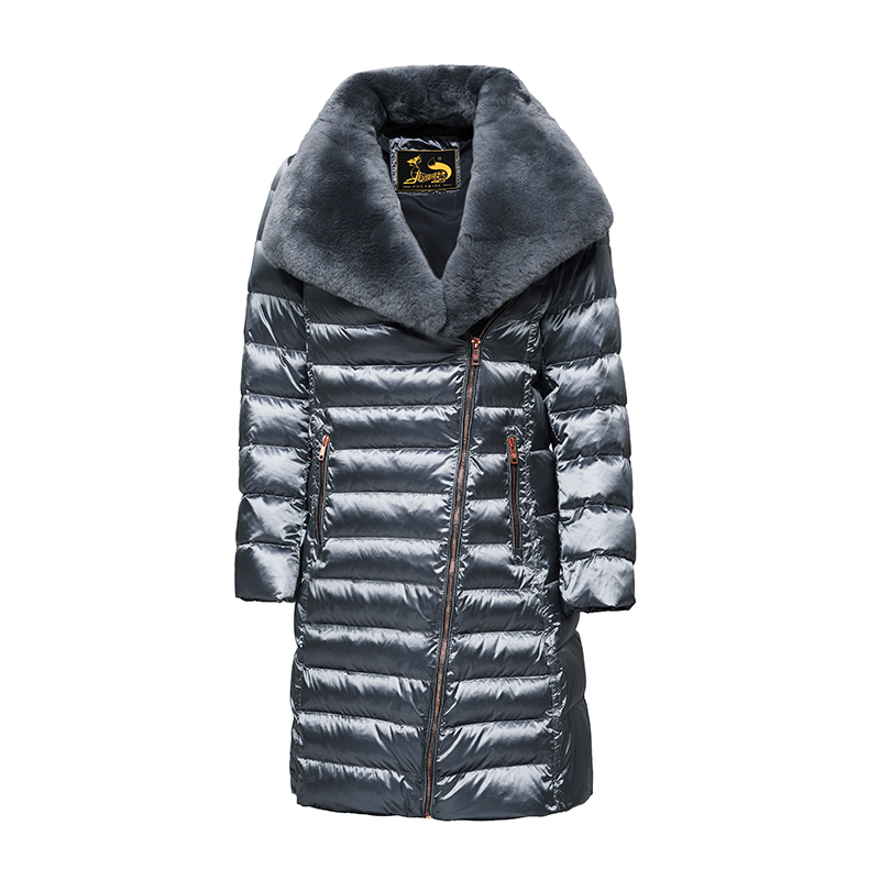 ladies long warm coat / down jacket with detachable soft fur