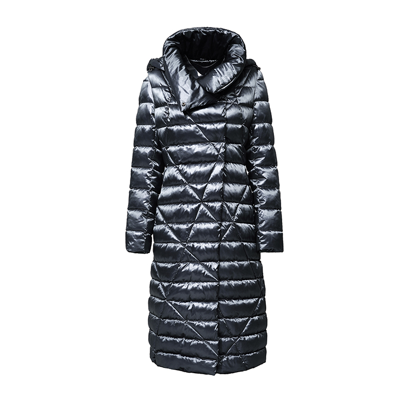 Ladies' long  jacket / down jacket with undetachable hood