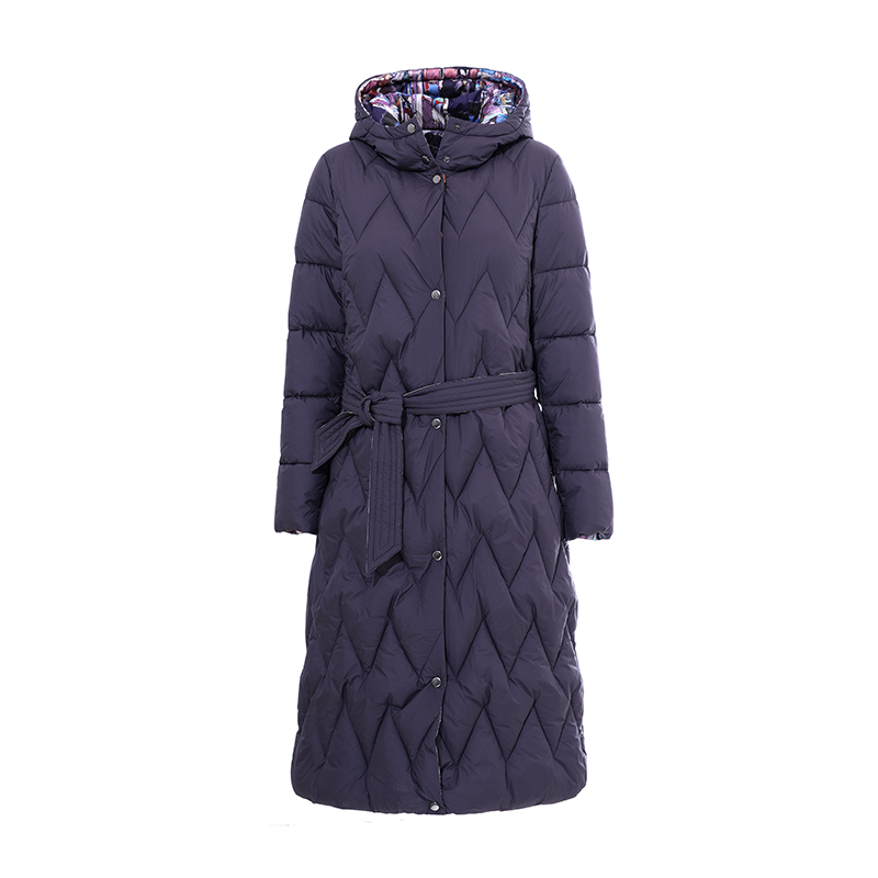 Ladies' long jacket / down coat with undetachable hood