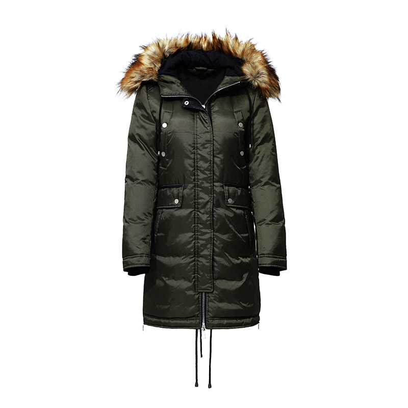 Ladies' warm coat / down jacket with undetachable hood