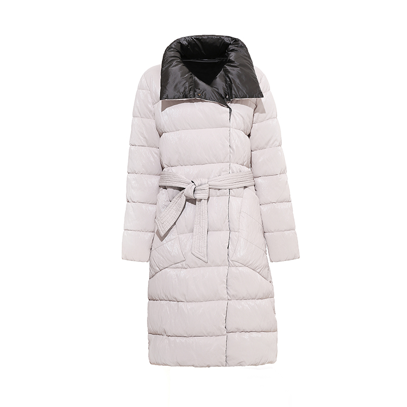 Ladies's reversible warm coat/ down jacket with stand collar