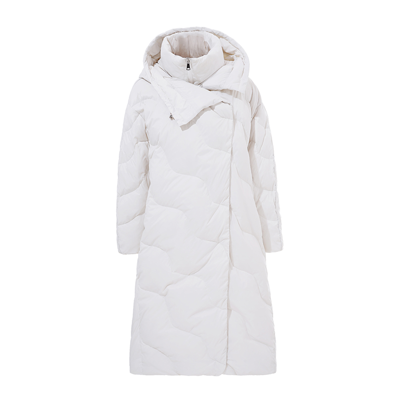 Ladies' long down jacket with big hood