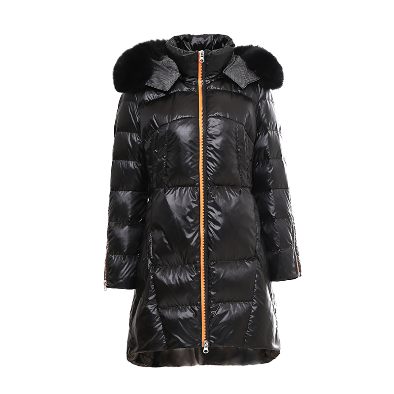 Women's  long warm coat with removable hood